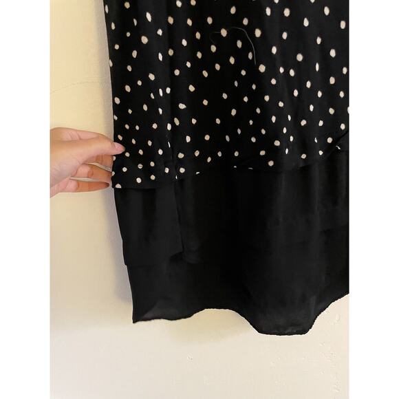 LOFT Top Women's Medium Black and white Polka dot Sleeveless Blouse - Picture 3 of 5